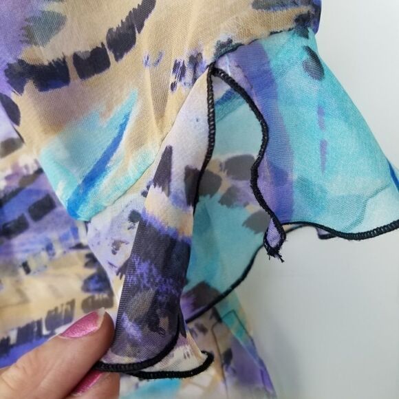 NICOLE 3/4 SLEEVED SEMI SHEER BLOUSE. SZ L - Picture 12 of 14